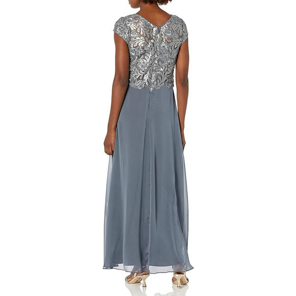 Alex Evenings Women's Cap Sleeve Long Mock Dress | 6P - Picture 2 of 2